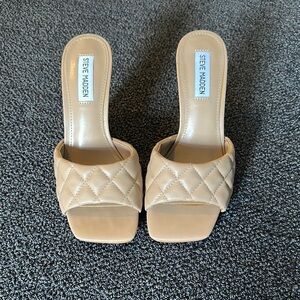 Steve Madden Tan Mules with Quilted Strap NEW